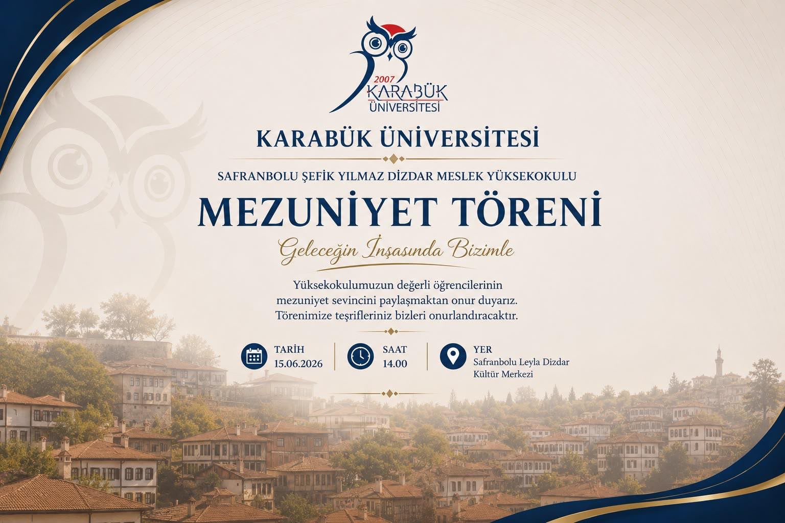 Safranbolu Şefik Yılmaz Dizdar Meslek Yüksekokulu Mezuniyet Töreni